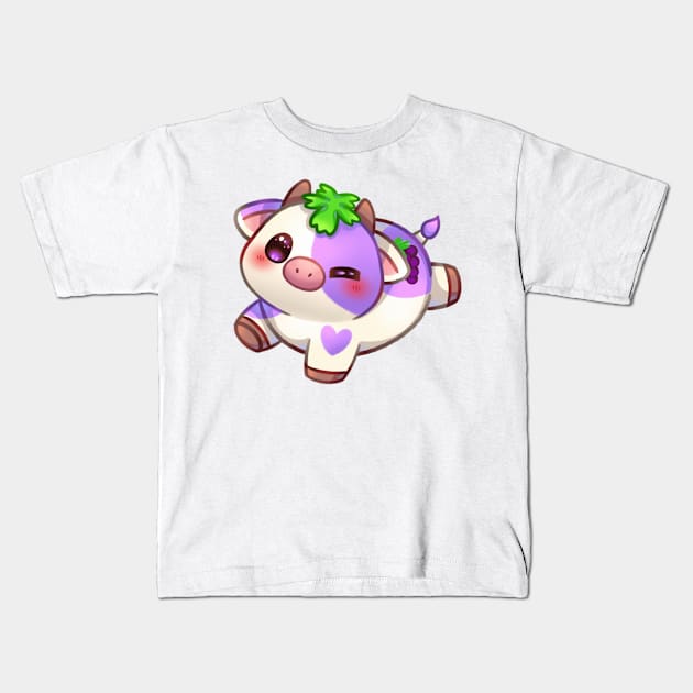 Grape Cow Kids T-Shirt by Riacchie Illustrations